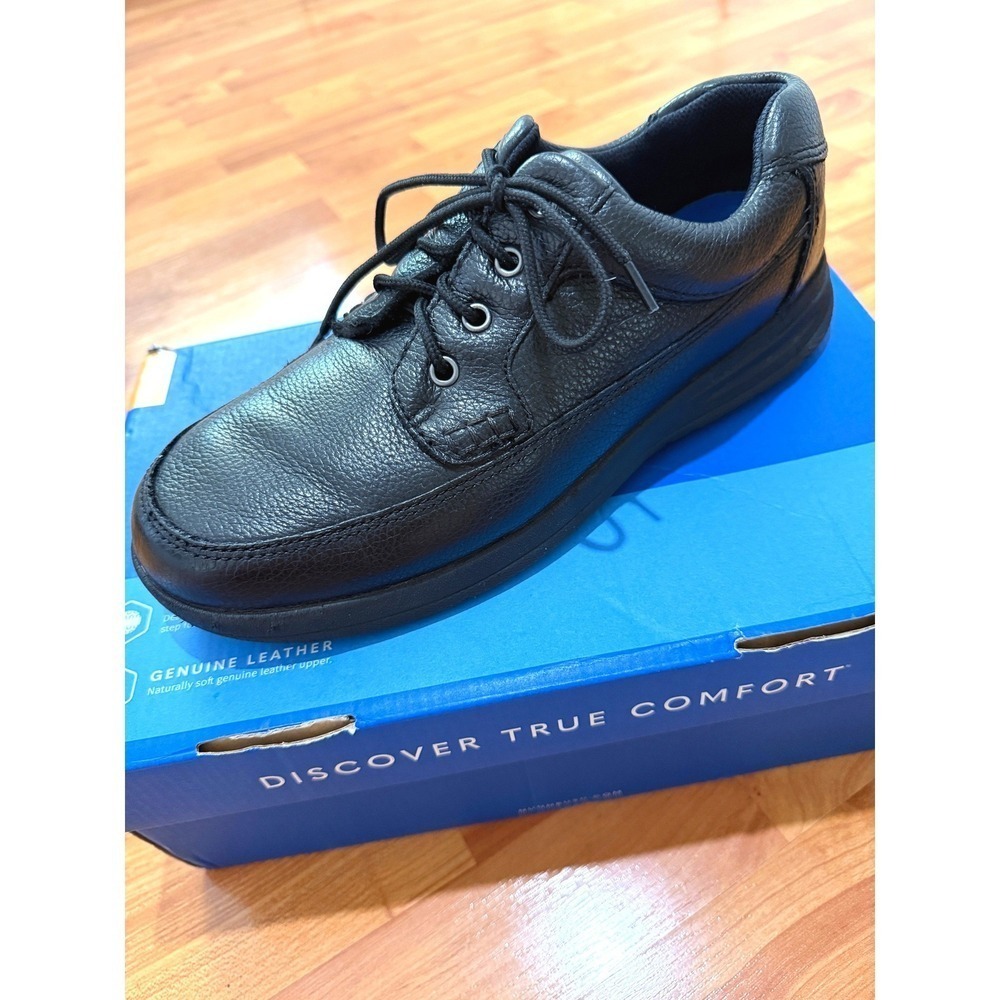 Nunn Bush Mens 10 Wide Black Leather Comfort Gel Oxford Shoes
